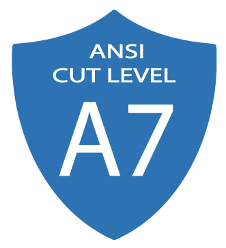 Un escudo azul con las palabras ansi cut nivel a7.