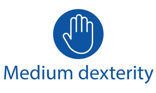 El logo de destreza media muestra una mano dentro de un círculo azul.