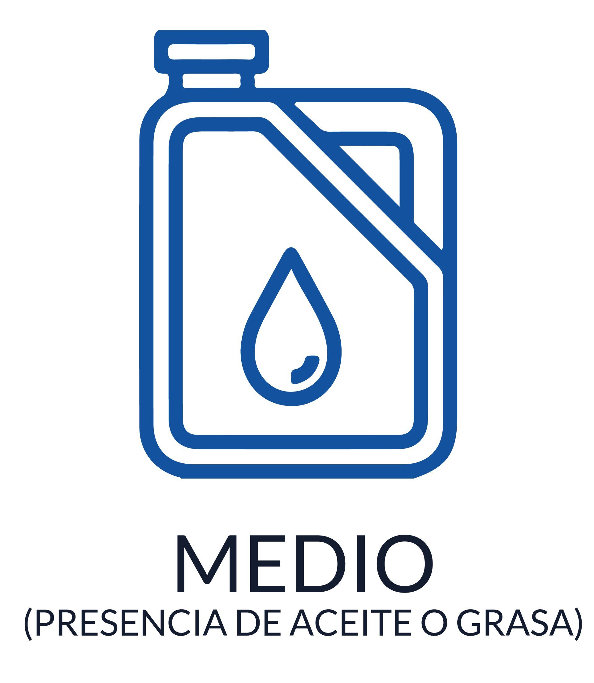 Un ícono azul de una lata de aceite con una gota de aceite.
