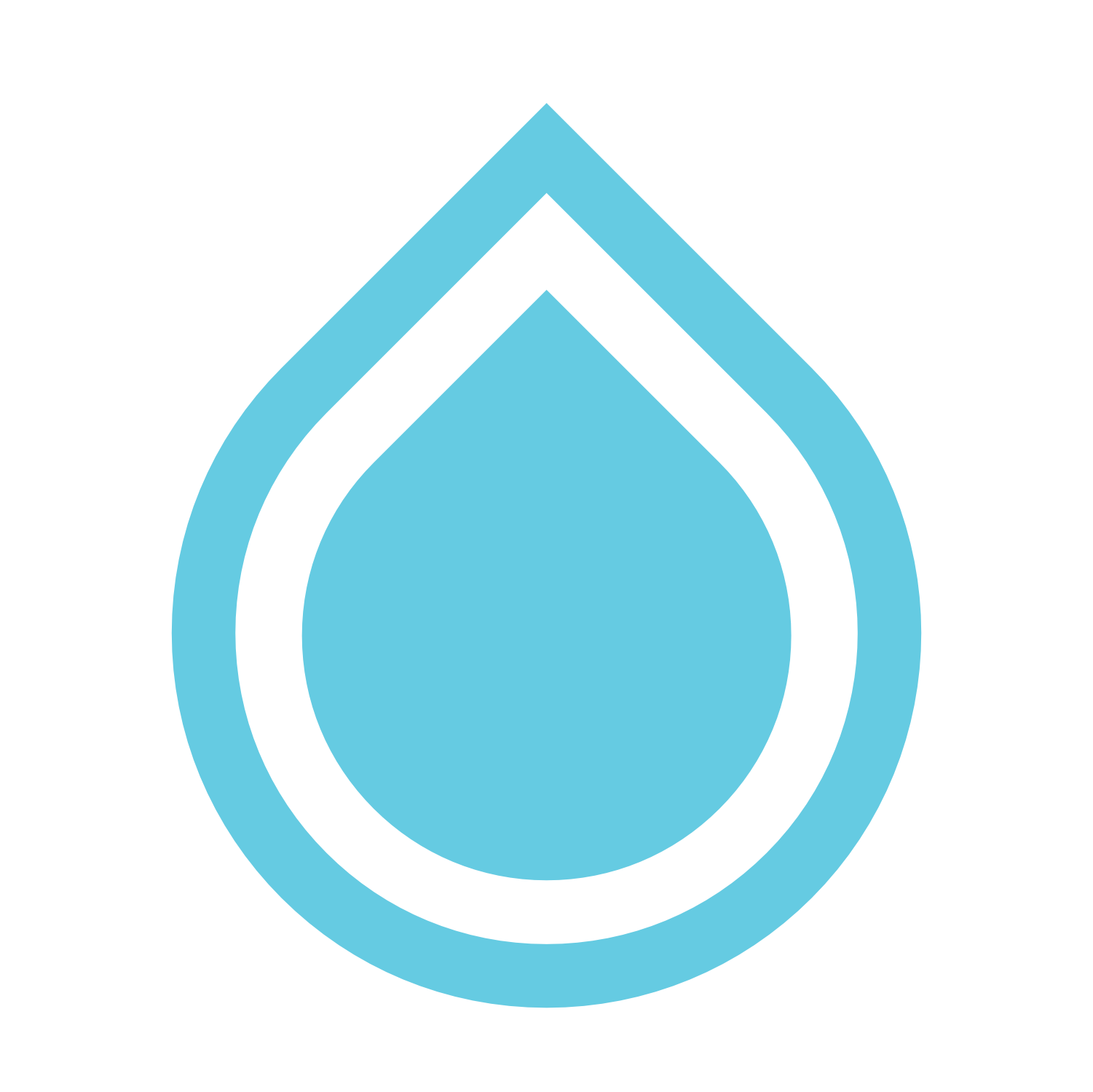 Light blue water droplet logo with a white outline.