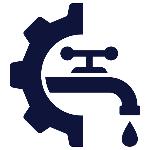 Gear and faucet with a single water droplet.