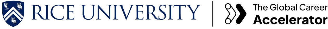 Rice University and The Global Career Accelerator logos