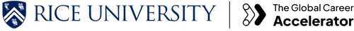 Rice University and The Global Career Accelerator logos
