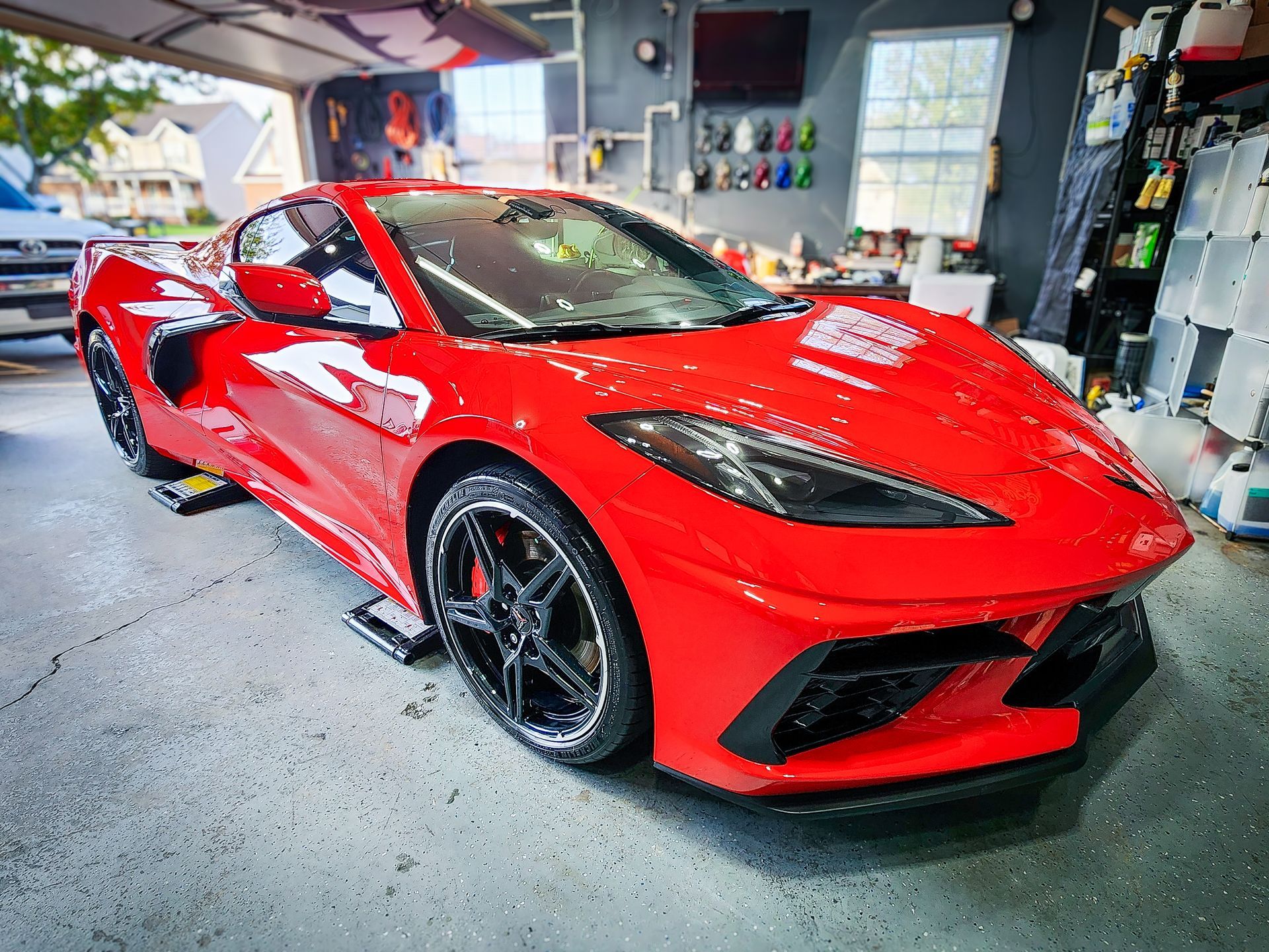 Red C8 corvette ceramic coated and paint correction by Ringgold Auto Detail.