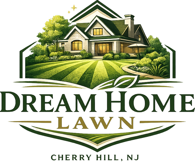 Dream Home Lawn logo with green and gold text, Cherry Hill, NJ