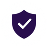 Purple shield with white checkmark icon