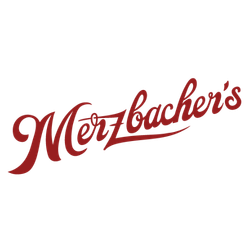 Red Merzbacher’s logo in cursive script on a white background