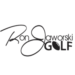 Ron Jaworski Golf black logo on white background