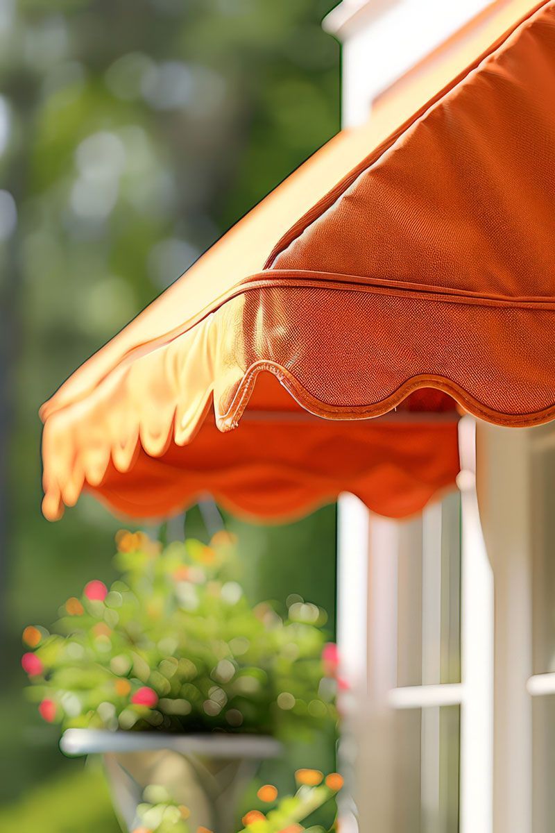 orange awning with new fabric