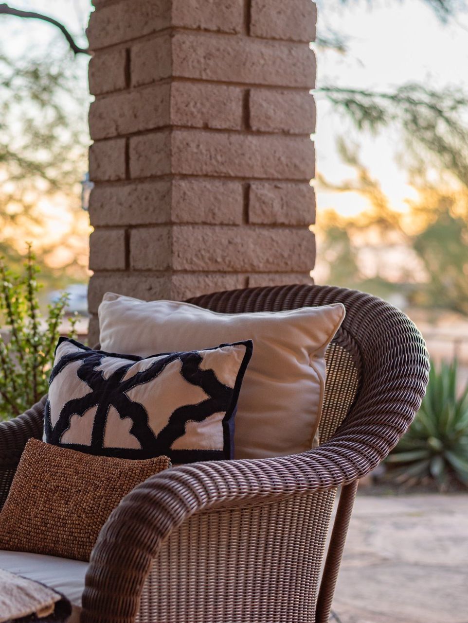 patio chair underneath awning