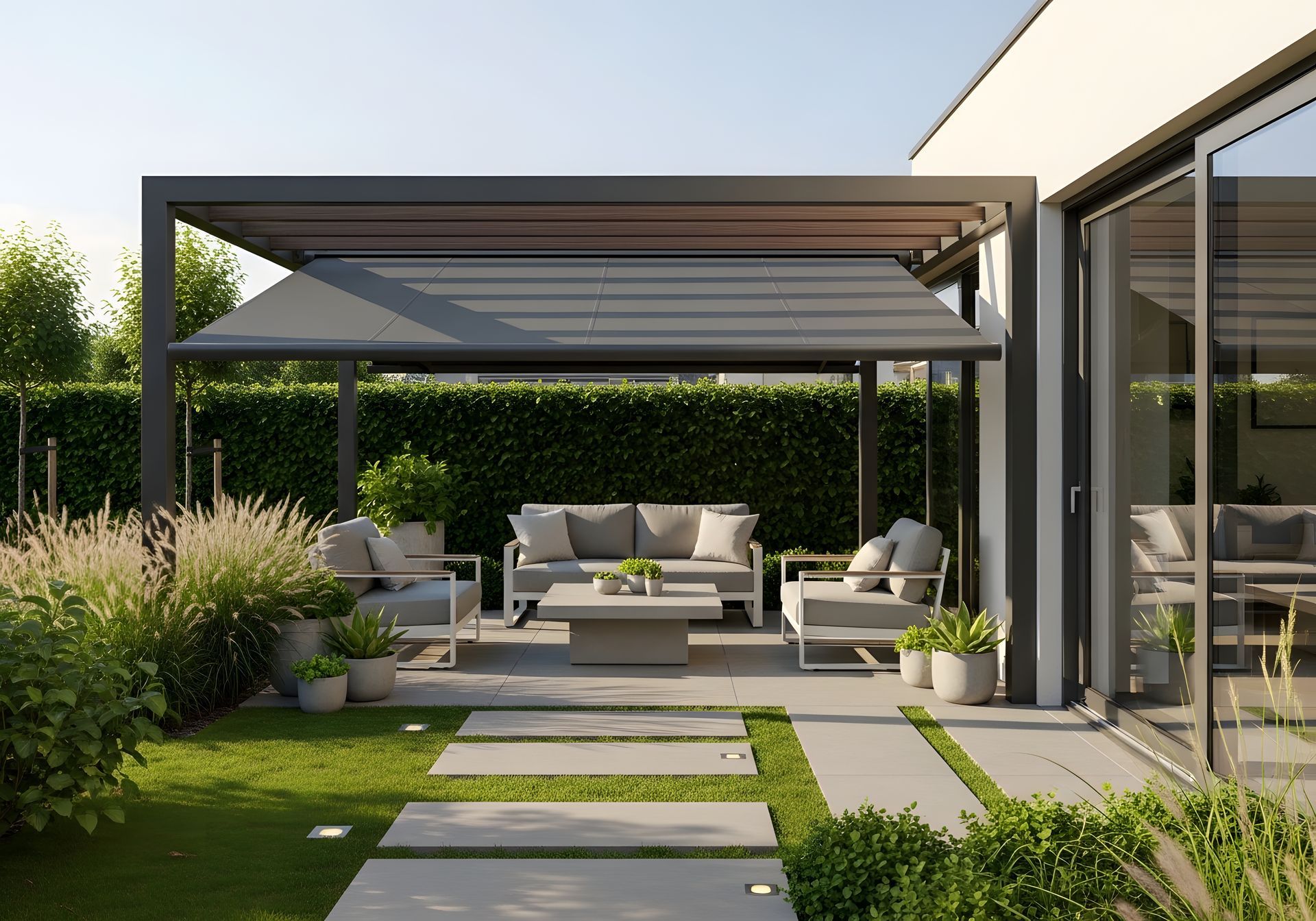 Retractable backyard awning in phoenix