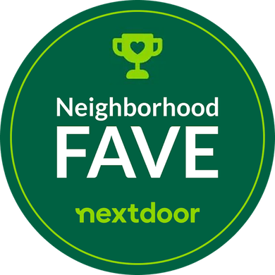 A circular, dark green Nextdoor