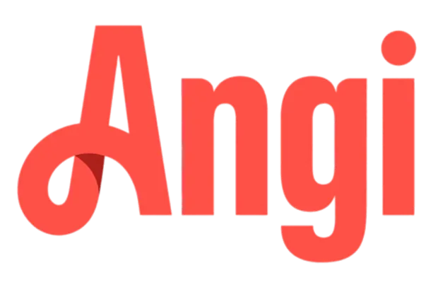Angi logo in red lowercase letters on a white background