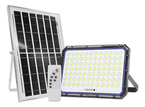 Kit de foco LED solar con panel, unidad de luz y control remoto.