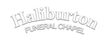 Haliburton Funeral Chapel logo in gray arched text on a white background