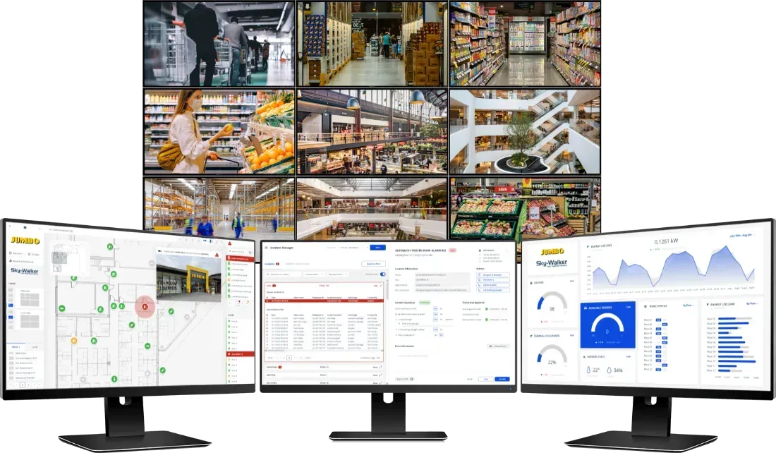 Sky-Walker with floorplan navigation, incident management, dashboards, and integrated videowall solution for retailers
