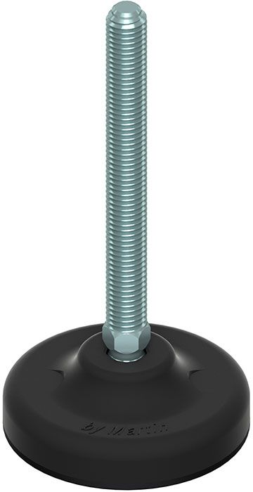 A close up of a rubber foot with a screw on it on a white background.