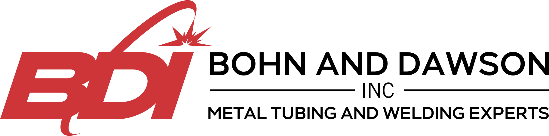 The logo for bohn and dawson inc. is a metal tubing and welding experts company.