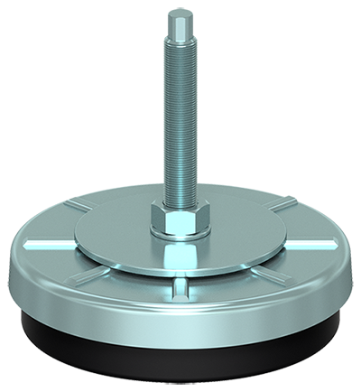 A metal base with a nut and screw on it.