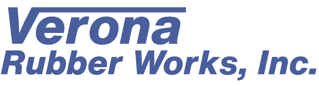 The logo for verona rubber works , inc. is blue and white.