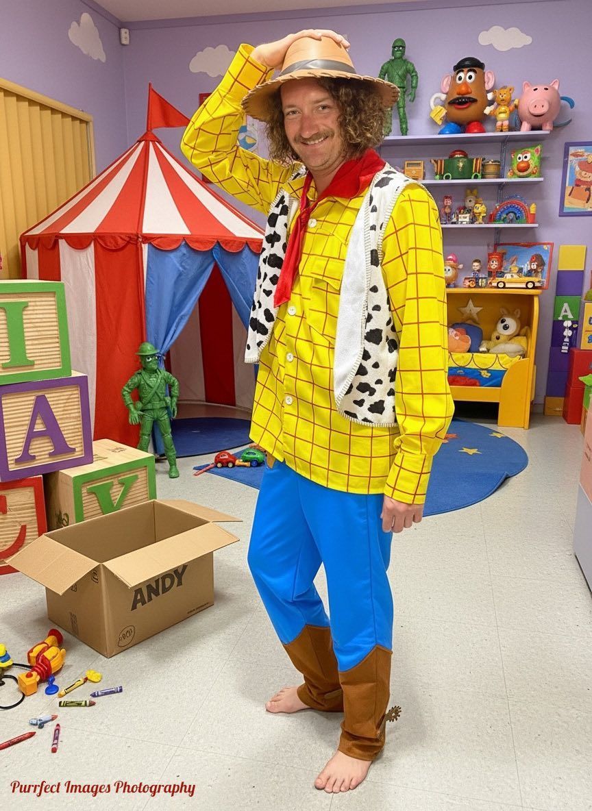 Man in Woody Costume, Holding Hat, Posing — Costumes Galore in Maroochydore, QLD