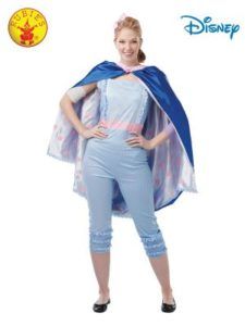 Woman in Bo Peep Costume, Light Blue Jumpsuit, Cape, Posing, Studio Shot — Costumes Galore in Maroochydore, QLD