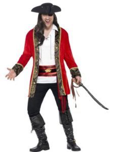 Man in Red Pirate Coat Costume — Costumes Galore in Maroochydore, QLD