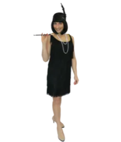Woman in a Black Flapper Costume — Costumes Galore in Maroochydore, QLD