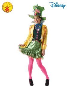 Person in a Mad Hatter Costume From Alice in Wonderland, Wearing a Green Hat — Costumes Galore in Maroochydore, QLD