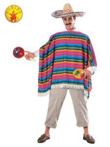 Man in Sombrero and Poncho Holding Maracas — Costumes Galore in Maroochydore, QLD