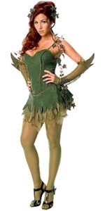 Woman in a Poison Ivy Costume, Green Dress, Red Hair, Hands on Hips, and High Heels — Costumes Galore in Maroochydore, QLD
