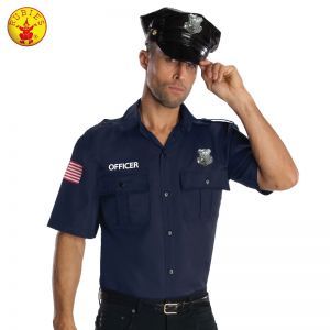 Man in Police Officer Costume, Touching Hat — Costumes Galore in Maroochydore, QLD