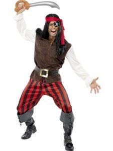 Man in Pirate Costume Raising Sword — Costumes Galore in Maroochydore, QLD