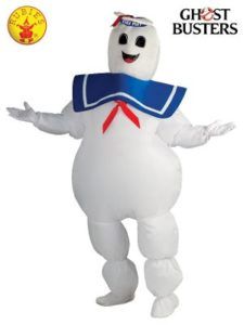 Stay Puft Marshmallow Man Costume With Blue Collar and Bow Tie — Costumes Galore in Maroochydore, QLD