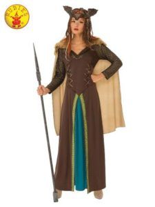 Woman in a Brown and Teal Viking-themed Costume — Costumes Galore in Maroochydore, QLD