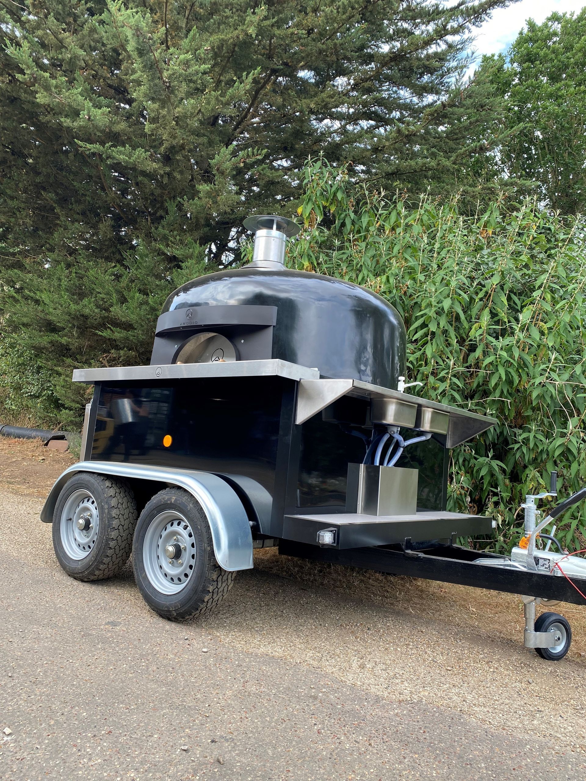 twin axle wood fired pizza trailer