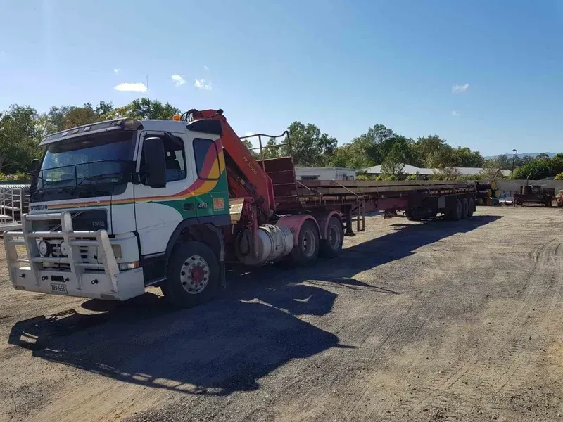 White Truck With a Crane — Bell's Carrying & Crane Hire Service Pty Ltd in Bungalow, QLD
