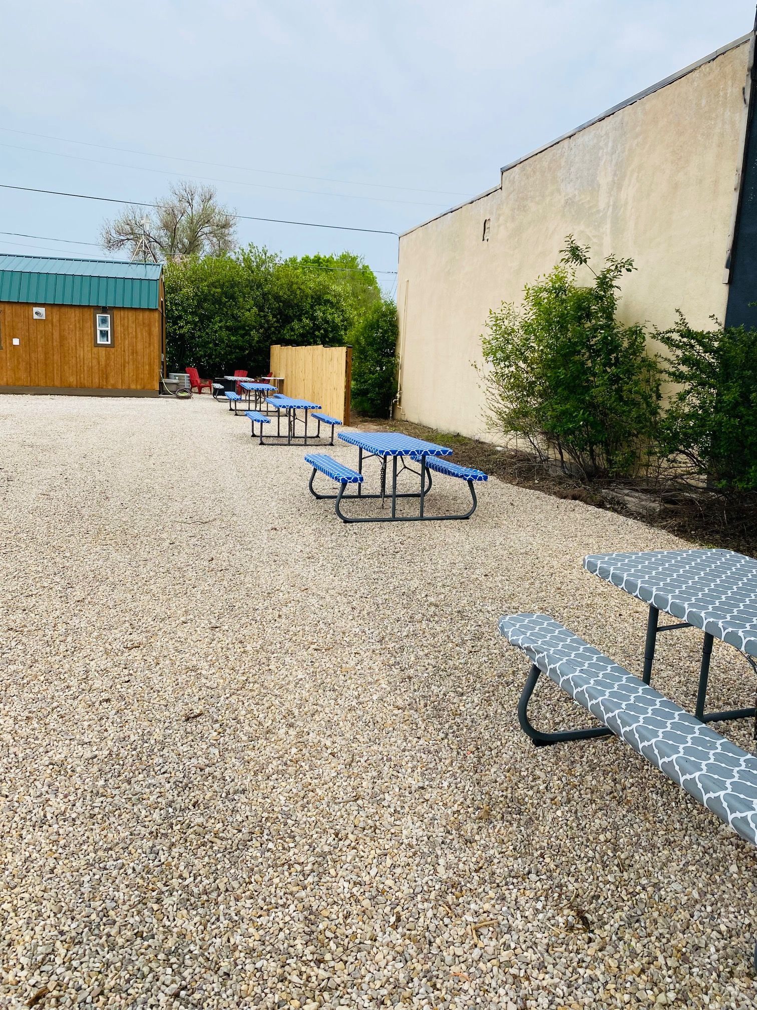 picnic benches