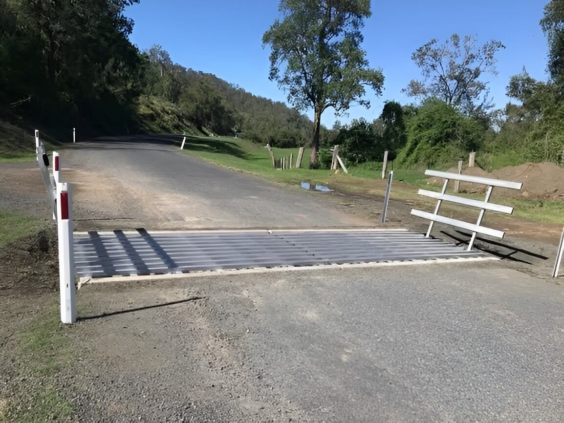 Cattle Grids NSW Rural Road Crossing With Timber Fencing