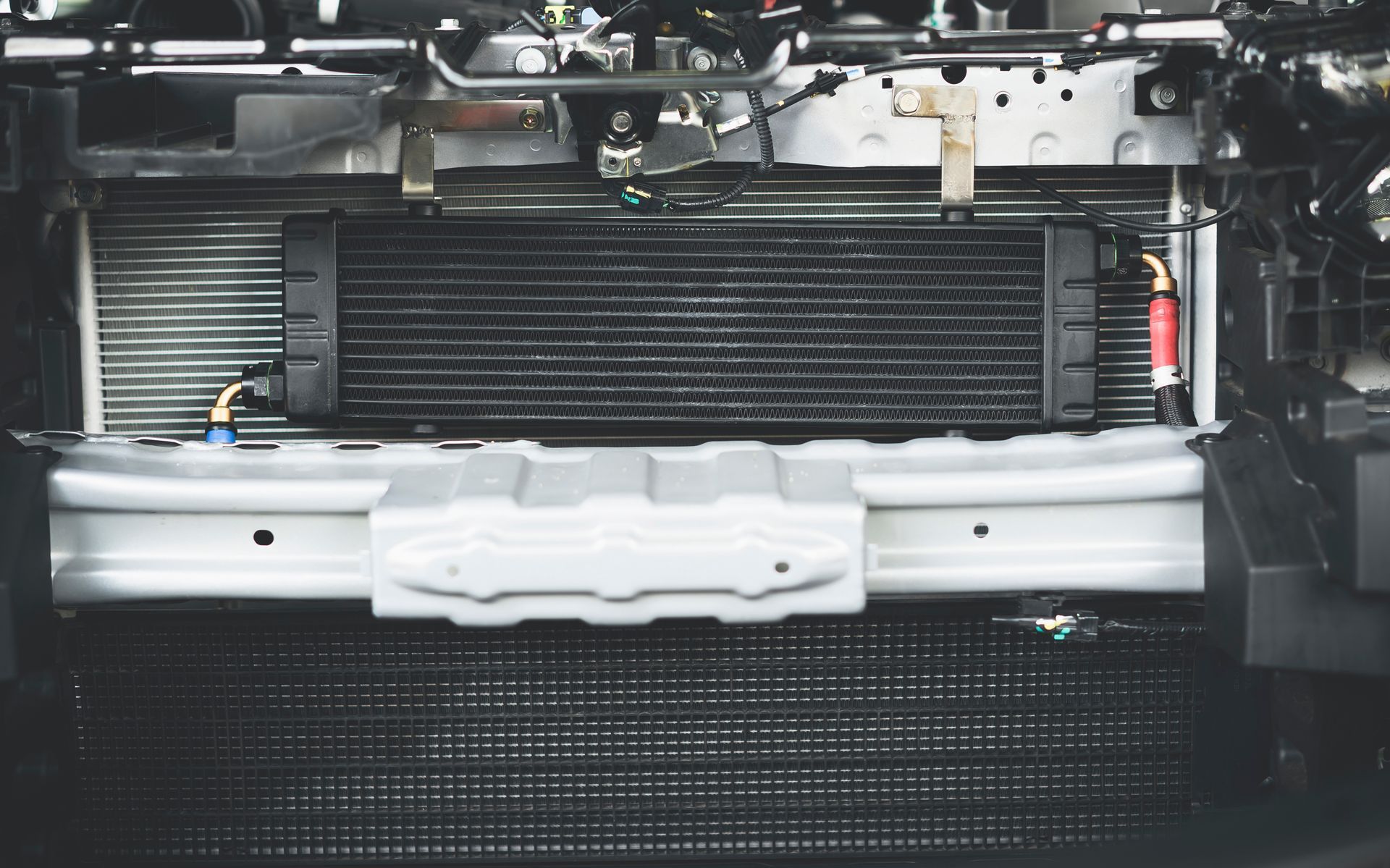 Front View of A Car’s Exposed Front End with Radiator — Gardiner Automotive & Performance in Rutherford, NSW