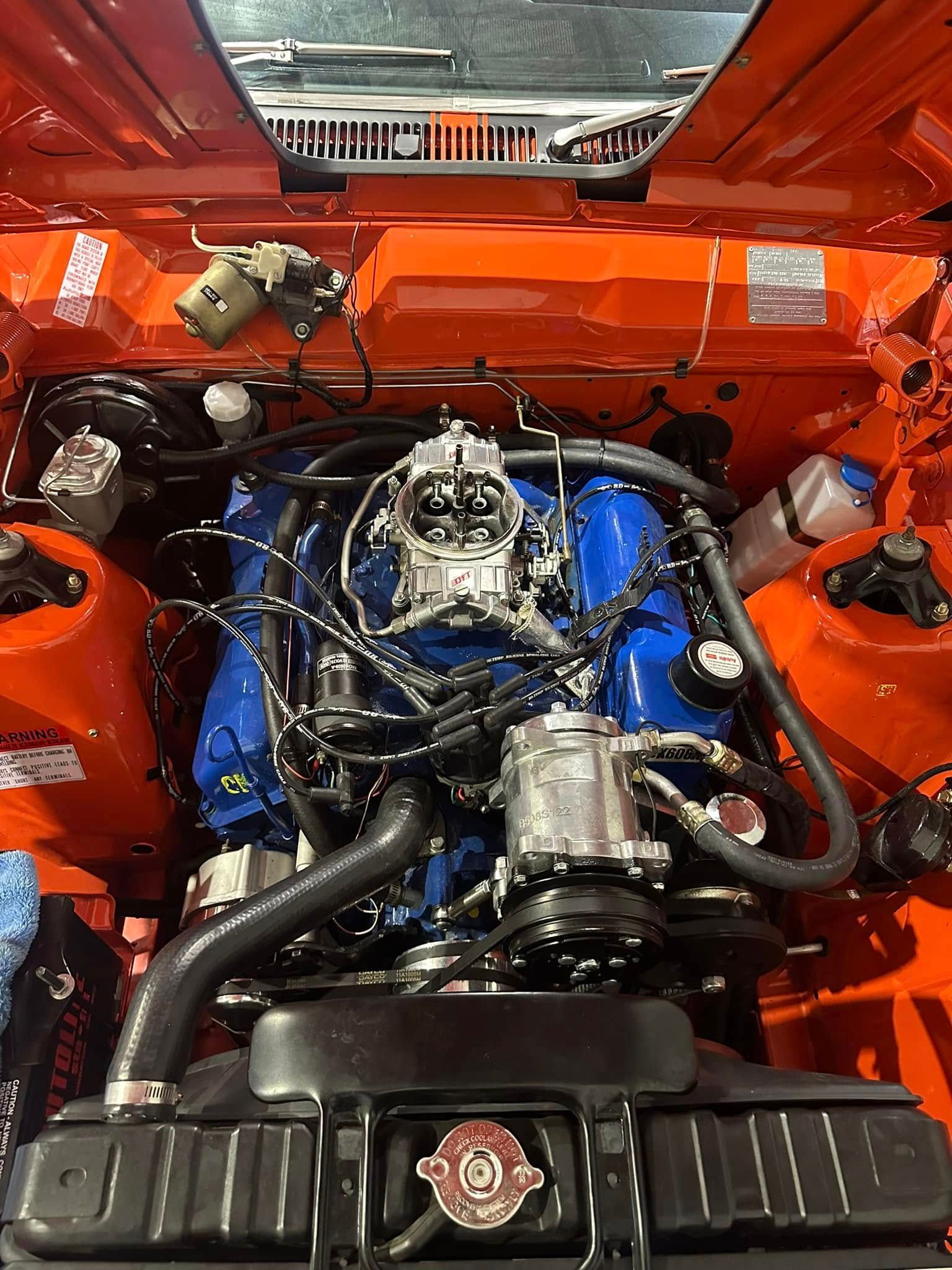 Orange Classic Car Engine — Gardiner Automotive & Performance in Rutherford, NSW