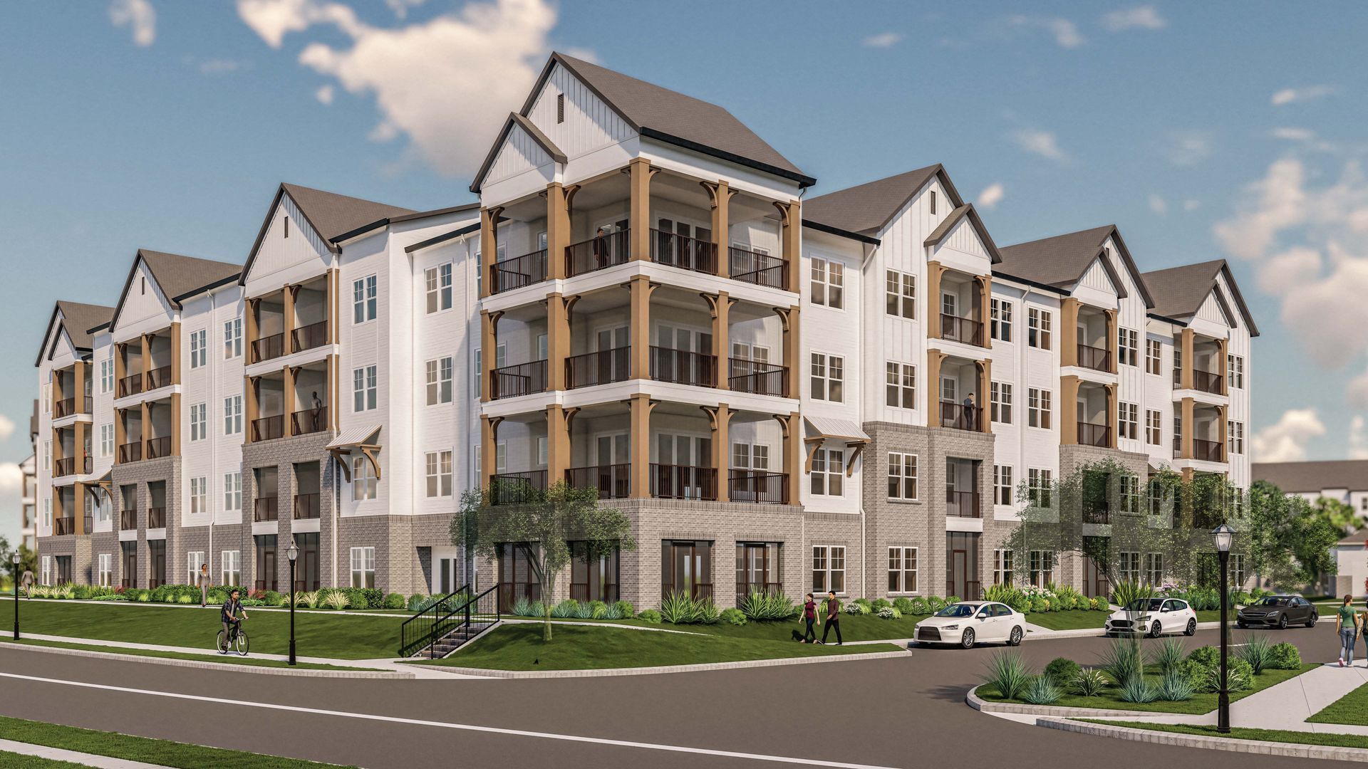 Silver Collection at Clift Farm apartment community rendering with modern building exterior and resident parking area in Huntsville, AL