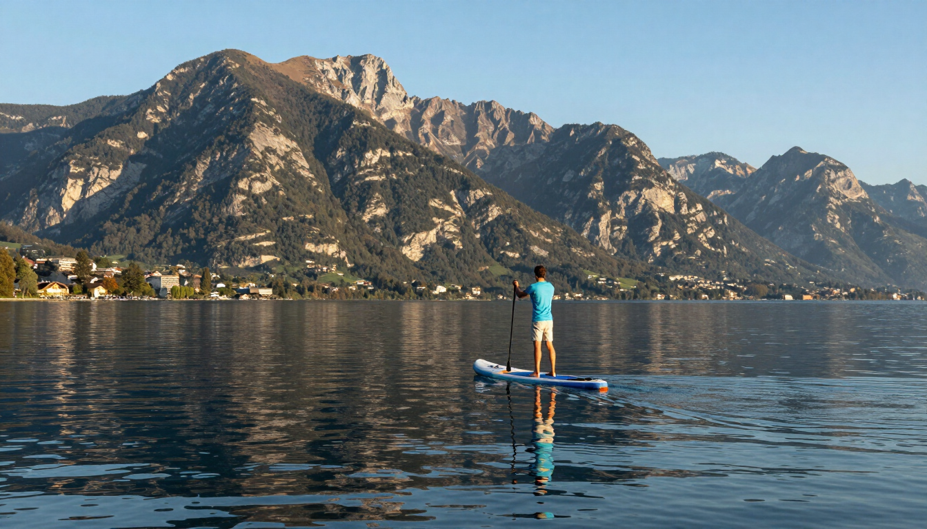 Paddleboarding on Lake Geneva