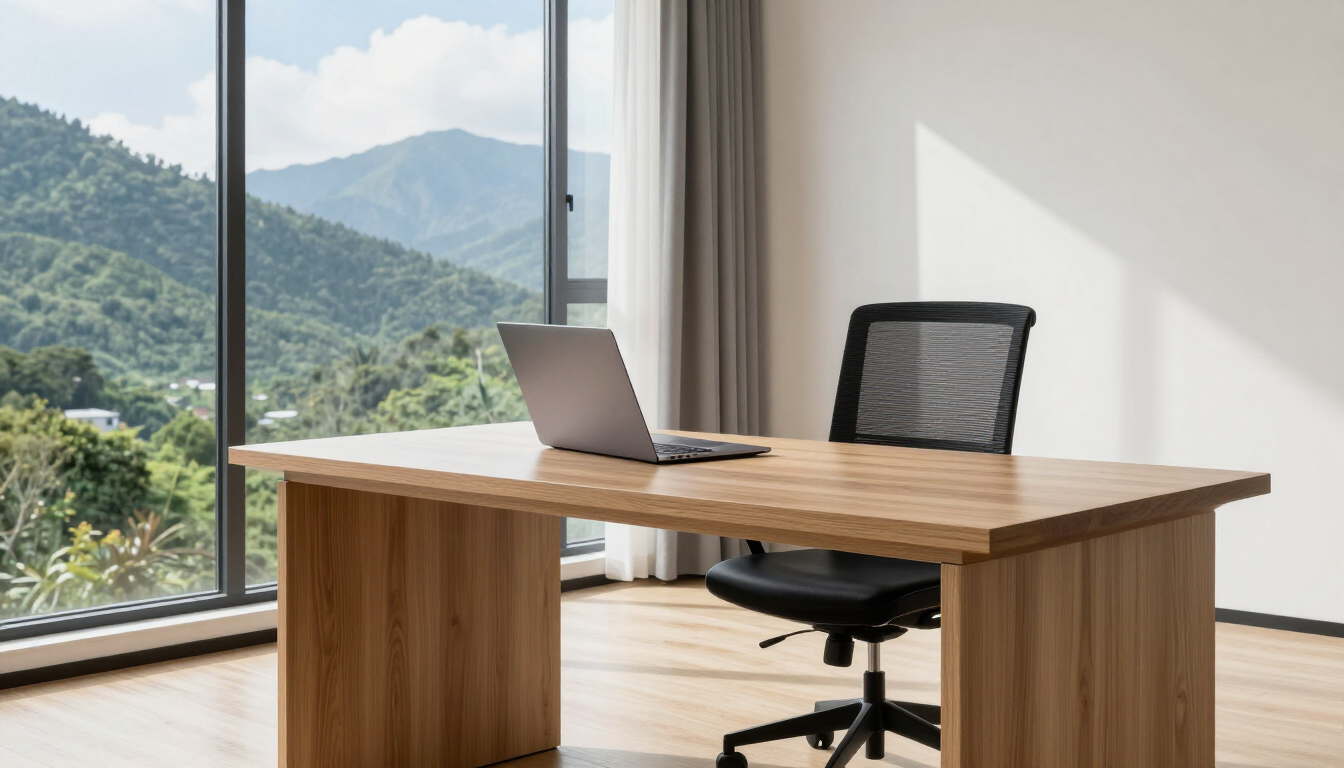 Modern hotel room workspace