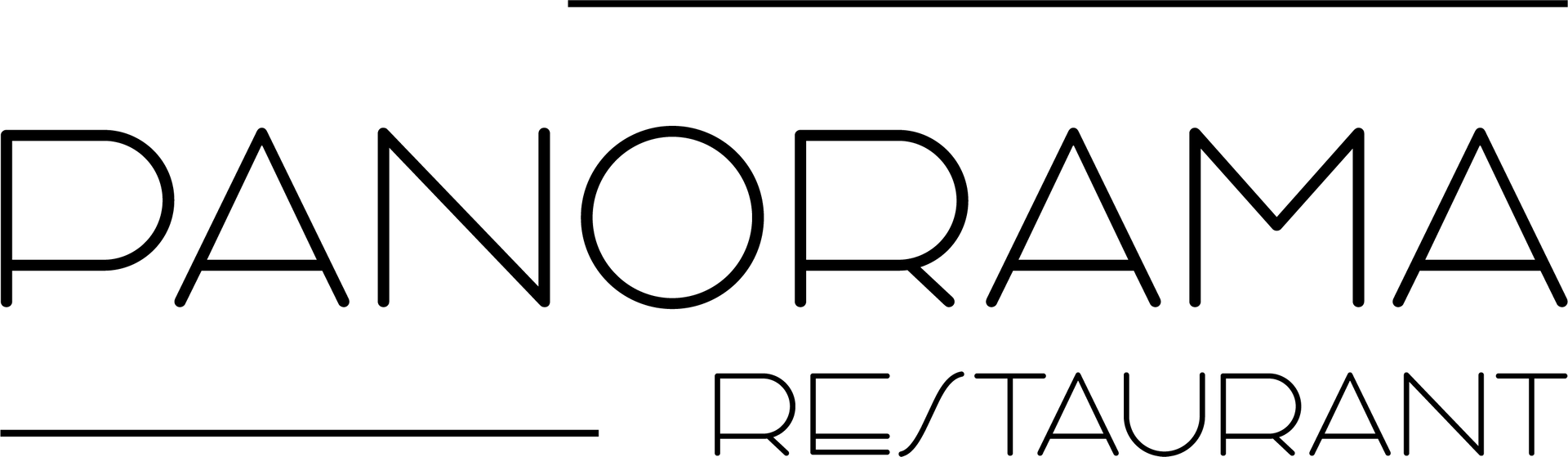 Logo des Panorama Restaurants mit dem Wort „Panorama“ über „Restaurant“.