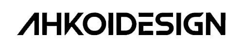 The logo "AHKOIDESIGN" in black, bold, sans-serif capital letters on a white background.