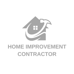 A logo for a home improvement contractor with a house and a hammer.