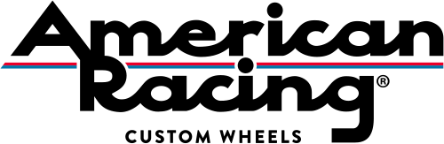 American Racing logo with black text on white background and a red and blue line.