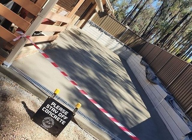 Freshly installed patio concrete slab for a homeowner in Eaglehawk North Bendigo