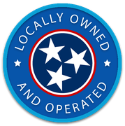 A blue circle that says locally owned and operated